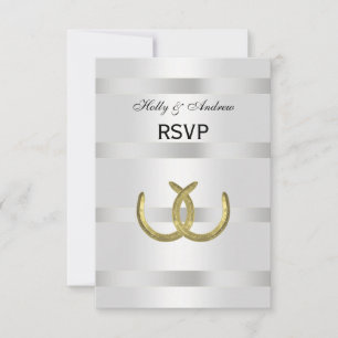Rustikale Goldene Hufeisen Silver Whit UAWG RSVP Karte