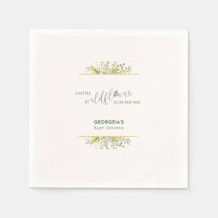 Rustikale goldene Rahmen-Wildblumen-Baby-Shower Serviette