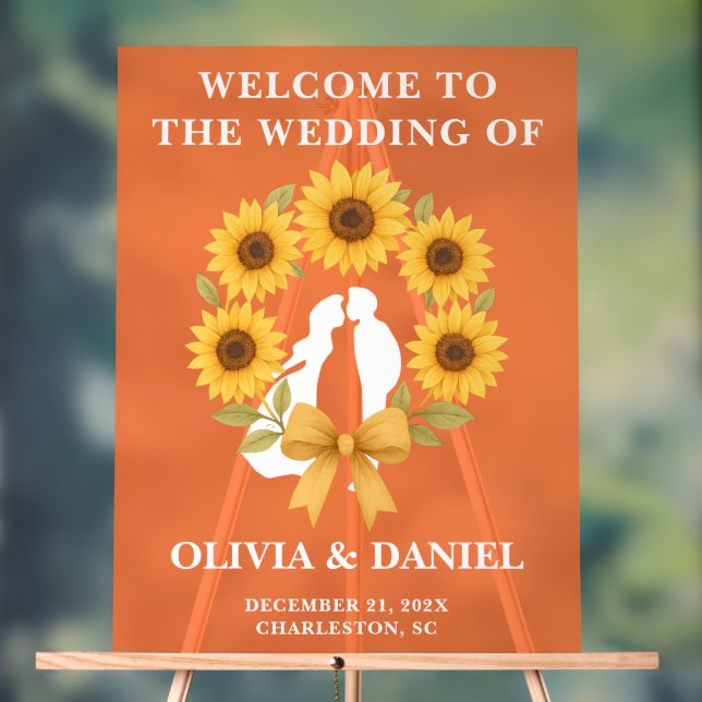 Rustikale Goldene Sonnenblume Hochzeit im Herbst W Acrylschild (Neutral)