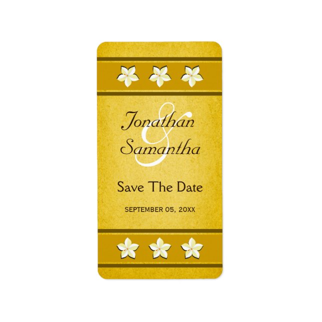 Rustikale Goldflorale Save the Date Weinmarken Adressaufkleber (Vorne)
