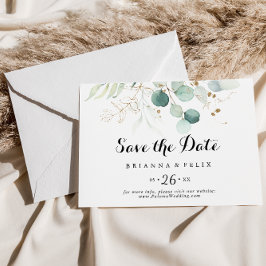 Rustikale Goldflorenkalligraphie Horizontal Weddin Save The Date