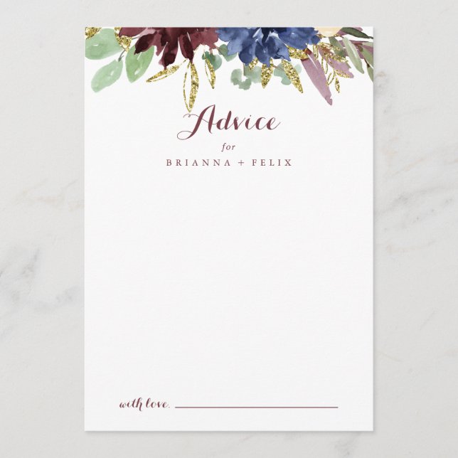 Rustikale Goldhochzeit und blumenkalligraphische H Hinweiskarte (Vorderseite)