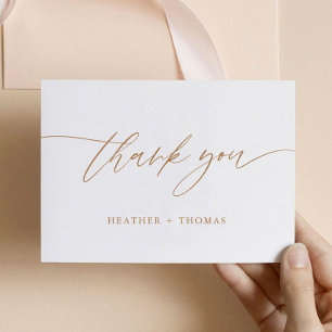 Rustikale Goldkalligrafie Hochzeit Danke Karte