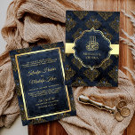 Rustikale Goldmedaille Einladung<br><div class="desc">Erleben Sie Ihren Gast mit dieser eleganten Hochzeitsfeier mit goldenen Akzenten und einem schönen Damastmuster mit "Bismillah" in arabischer Kalligrafie... . Fügen Sie einfach Ihre Veranstaltungsdetails zu dieser einfach zu bedienenden Vorlage hinzu, um sie zu einer einmaligen Einladung zu machen.</div>