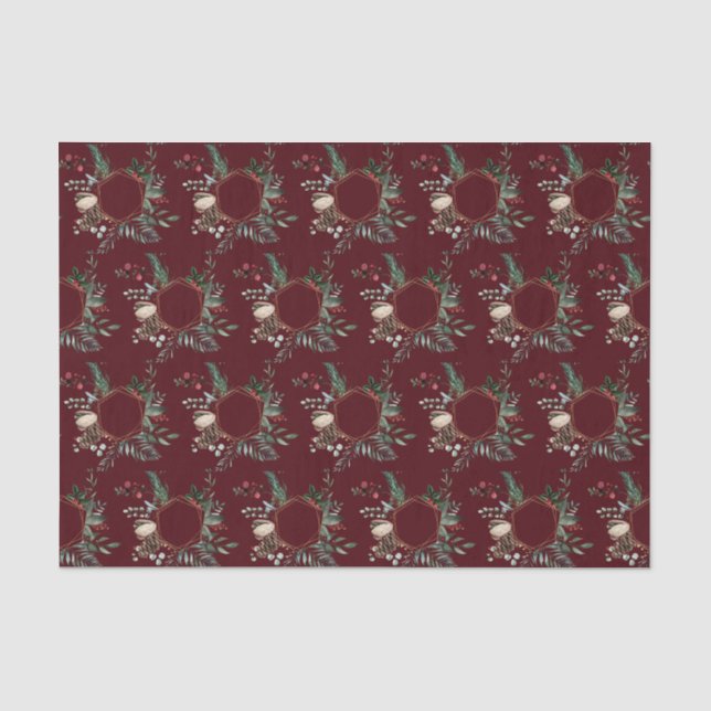 Rustikale Goldrahmen Berry Pinecone Weinroute Mend Seidenpapier (Vorderseite)