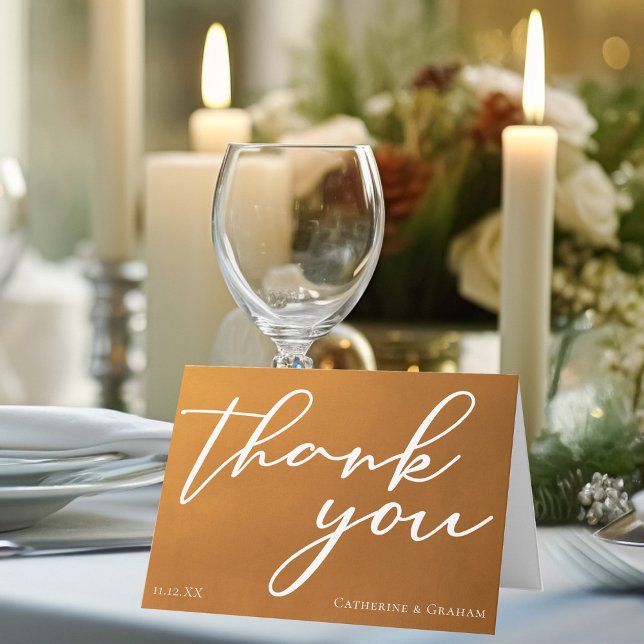 Rustikale Goldtypografie Herbsthochzeit Dankeskarte (Von Creator hochgeladen)