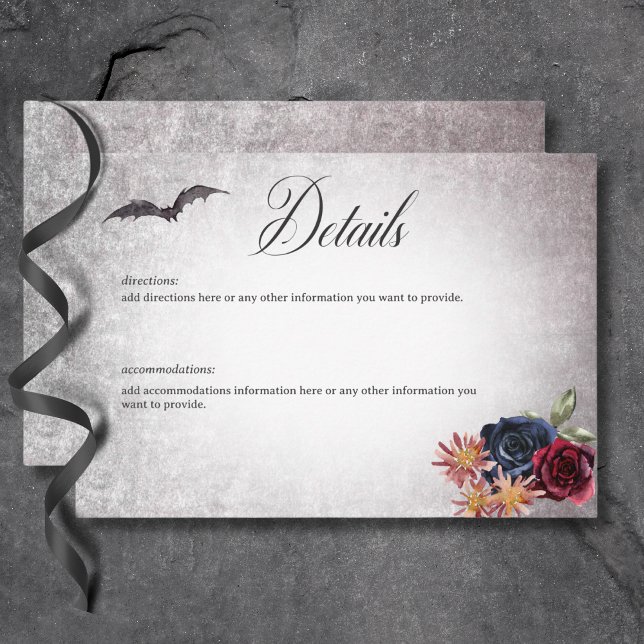 Rustikale gotische Farben Halloween-Details Begleitkarte (Rustic Gothic Colors Halloween Wedding Details Enclosure Card)