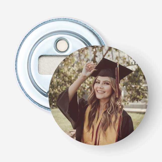 Rustikale Graduierungspartei Personalisiertes Foto Flaschenöffner (Vorderseite)