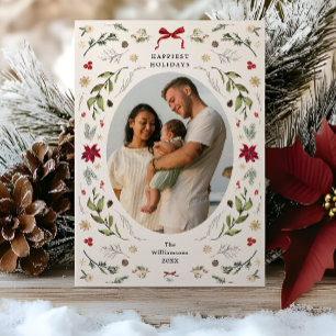 Rustikale Grandmillennial-Feiertagsfotokarte Einladung