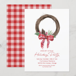 Rustikale Grapevine Wreath Holiday Party Einladung