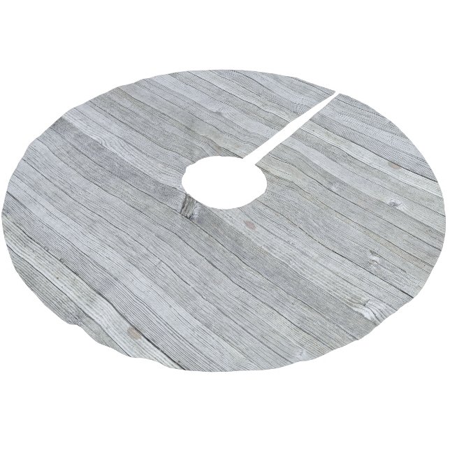 Rustikale graue Holzstruktur Polyester Weihnachtsbaumdecke (Schrägansicht)