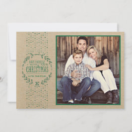 Rustikale Green Wreath Holiday Foto Card Feiertagskarte