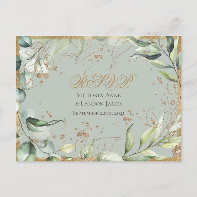 Rustikale Greenery Gold Calligraphy UAWG Wedding Postkarte (Vorderseite)