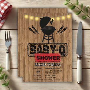 Rustikale GRILLEN-Baby Grill Babydusche Einladung