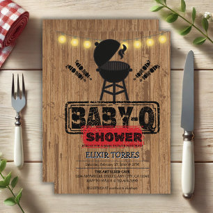 Rustikale GRILLEN-Baby Grill Babydusche Einladung