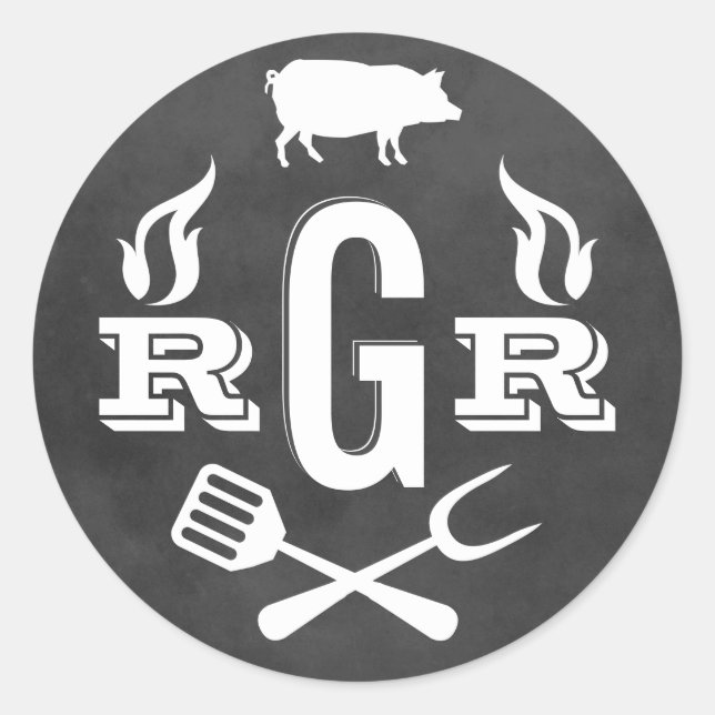 Rustikale GRILLEN für die Hochzeitsmonographie Runder Aufkleber (Vorderseite)