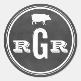 Rustikale GRILLEN für die Hochzeitsmonographie Runder Aufkleber
