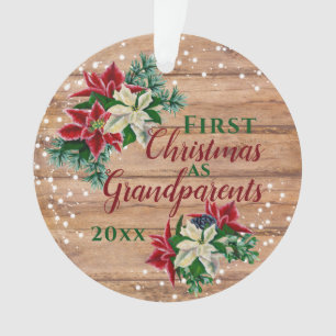 Rustikale Großeltern 1. Weihnachtsfeier Poinsettia Ornament