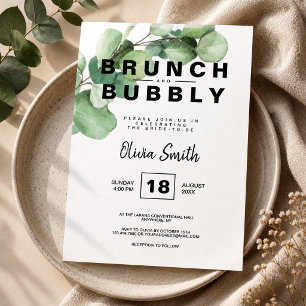 Rustikale Grün Brunch und sprudelnde Brautparty Einladung
