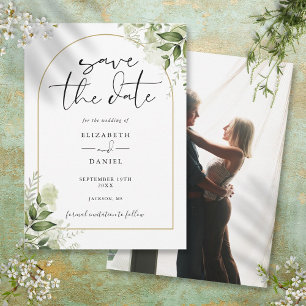 Rustikale Grün Eleganter Goldener Torbogen Hochzei Save The Date
