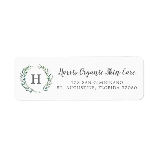 Rustikale Grün-Monogramm-Rücksendeadresse (Vorne)