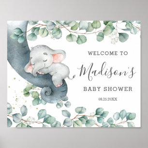 Rustikale Grünanlage Elephant Girl Baby Dusche Wil Poster