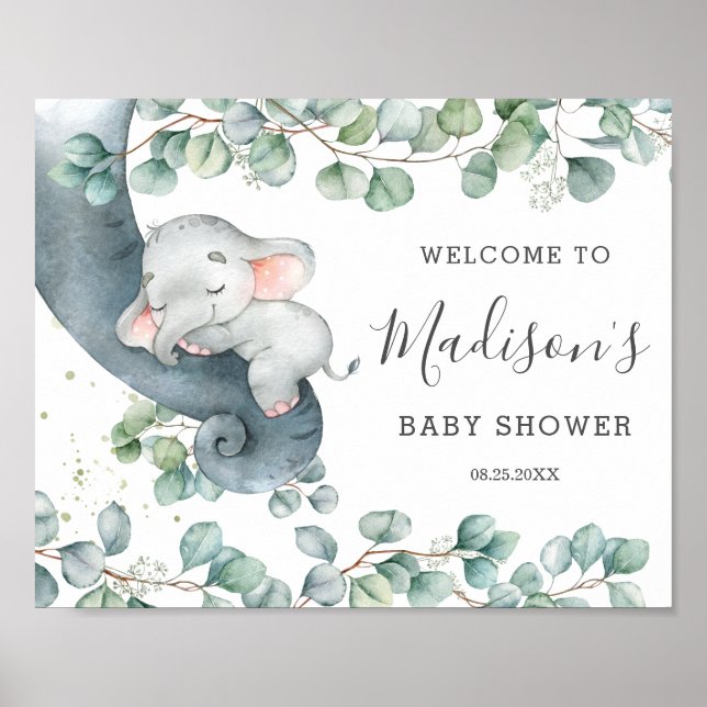 Rustikale Grünanlage Elephant Girl Baby Dusche Wil Poster (Vorne)