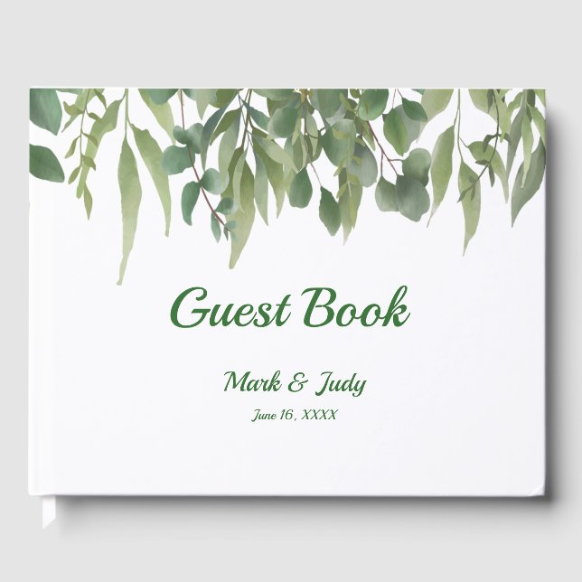 Rustikale Grüne Blätter Grünfolienhochzeit Gästebuch (Vorderseite)