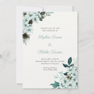 Rustikale grüne Blumen Boho Off-White Hochzeit Einladung
