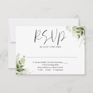 Rustikale Grüne Blumen Hochzeit Elegant RSVP Karte