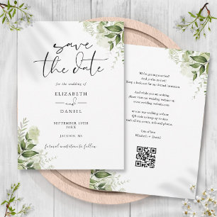 Rustikale Grüne Blumenhochzeit QR-Code Save The Date