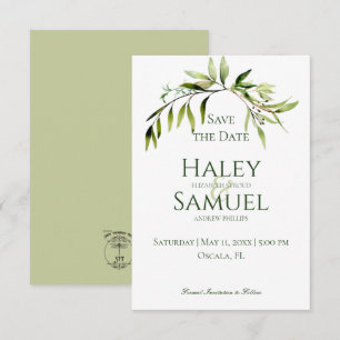 Rustikale Grüne Bough Wedding Save The Date