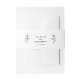 Rustikale Grüne Elegante Hochzeit Einladung Einladungsbanderole