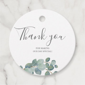 Rustikale Grüne Eukalyptus Sommerhochzeit. Geschenkanhänger