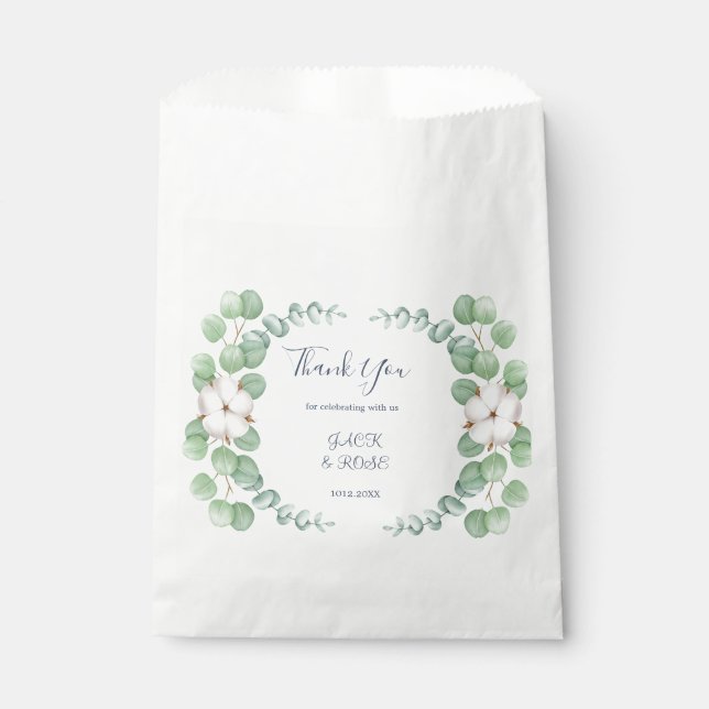 Rustikale Grüne Eukalyptus Sommerhochzeit. Geschenktütchen (Vorderseite)