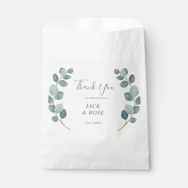 Rustikale Grüne Eukalyptus Sommerhochzeit. Geschenktütchen (Vorderseite)