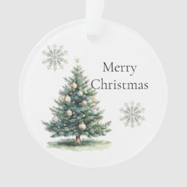 Rustikale grüne Goldcreme Weihnachtsbaum Schneeflo Ornament