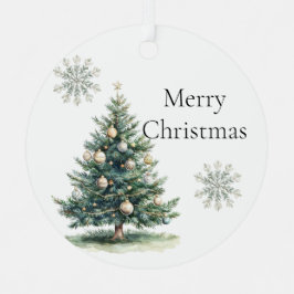 Rustikale grüne Goldcreme Weihnachtsbaum Schneeflo Ornament Aus Metall