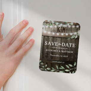 Rustikale Grüne Hochzeit Kühlschrank Save-the-Date Magnet