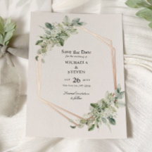 Rustikale Grüne Hochzeit Save The Date Rosen Gold