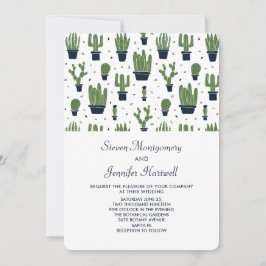 Rustikale grüne Kakteen in Blume Pots Pattern Hoch Einladung