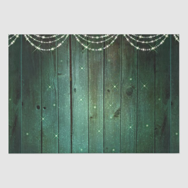 Rustikale grüne Lichter Sparkle Weihnachten Seidenpapier (Vorderseite)