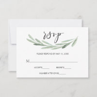 Rustikale grüne Olivenzweig Einfache Hochzeit RSVP
