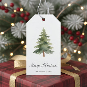 Rustikale grüne Weihnachtsbäume   Frohe Weihnachts Geschenkanhänger