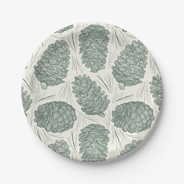 Rustikale grüne Weihnachtsgebäck Pappteller (Vorderseite)