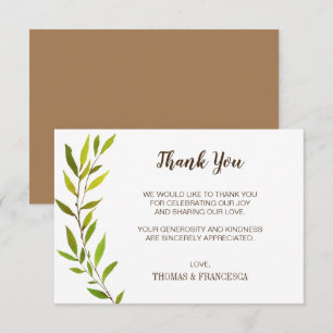 Rustikale Grünen Hochzeit Danke Karte