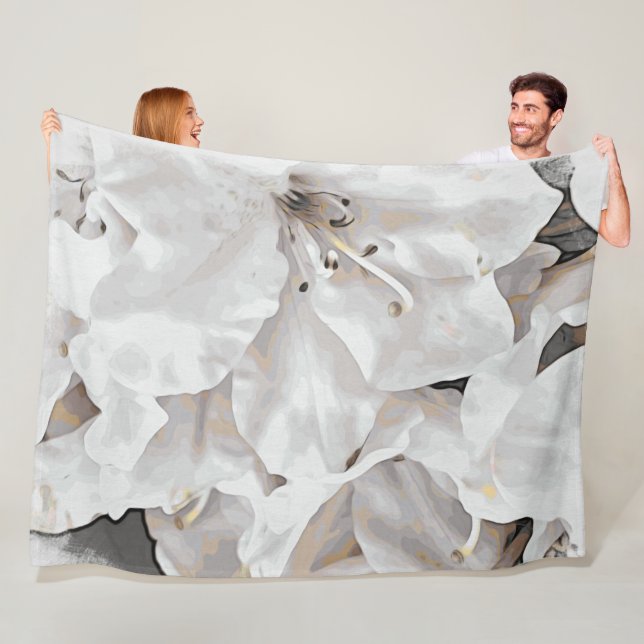 *~* Rustikale Grunge Azalea Blume Weiß Neutral Fleecedecke (Beispiel)