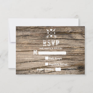 Rustikale Grunge-Landholz Holz RSVP-Karte RSVP Karte