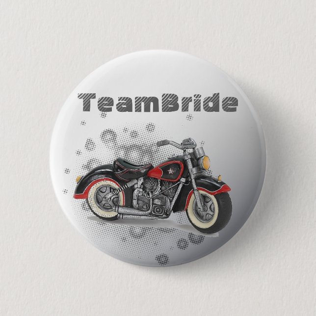 Rustikale Grunge Motorrad-Hochzeit Button (Vorderseite)