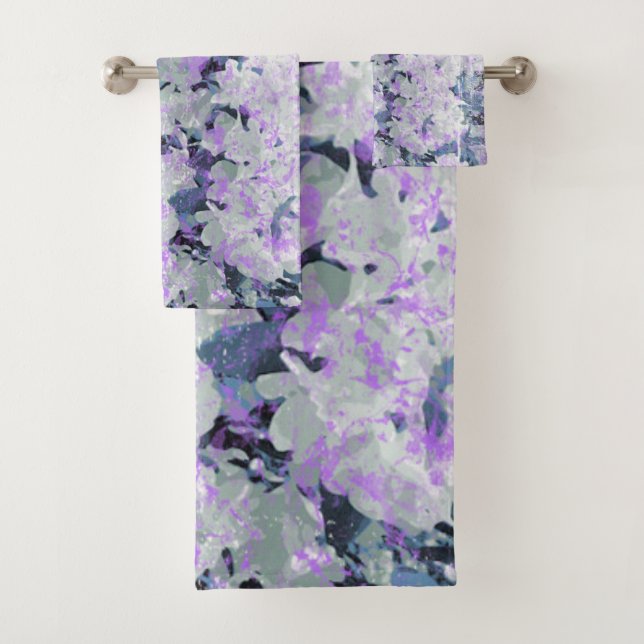 *~* Rustikale Grunge Rhododendron Blume Weiße Blüt Badhandtuch Set (Insitu)